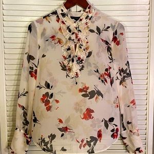 WHBM Floral Print Long-Sleeved Blouse